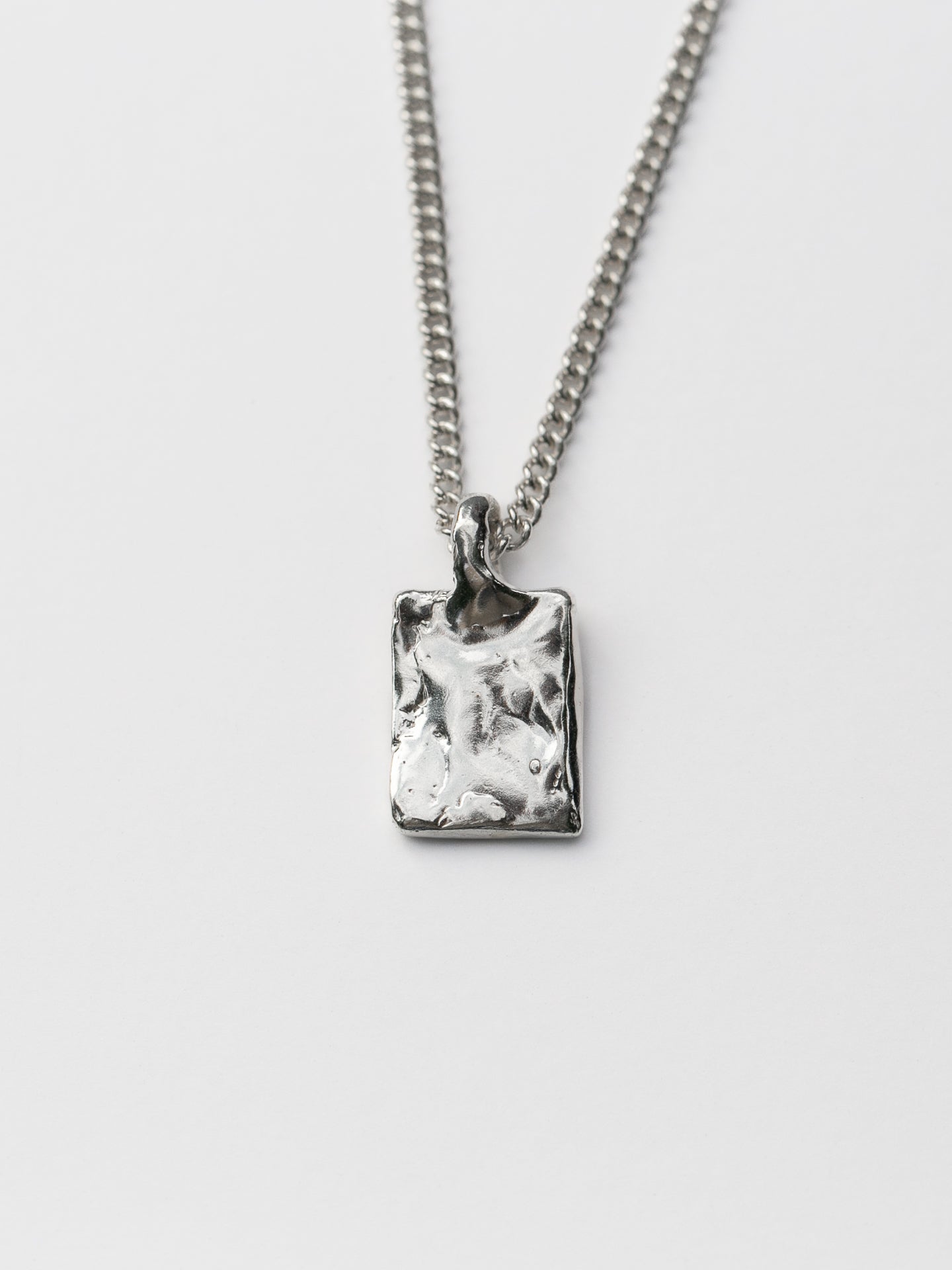 Mens Ridge Square Pendant Necklace Silver – Blœdstone