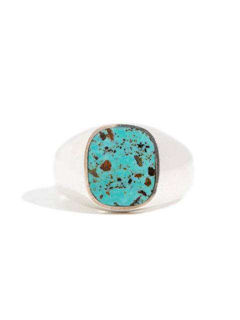 Turquoise in Silver - Size 10 3/4 - Larger Profile