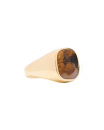 Petrified Sequoia Signet Ring 18k Yellow Gold Yes
